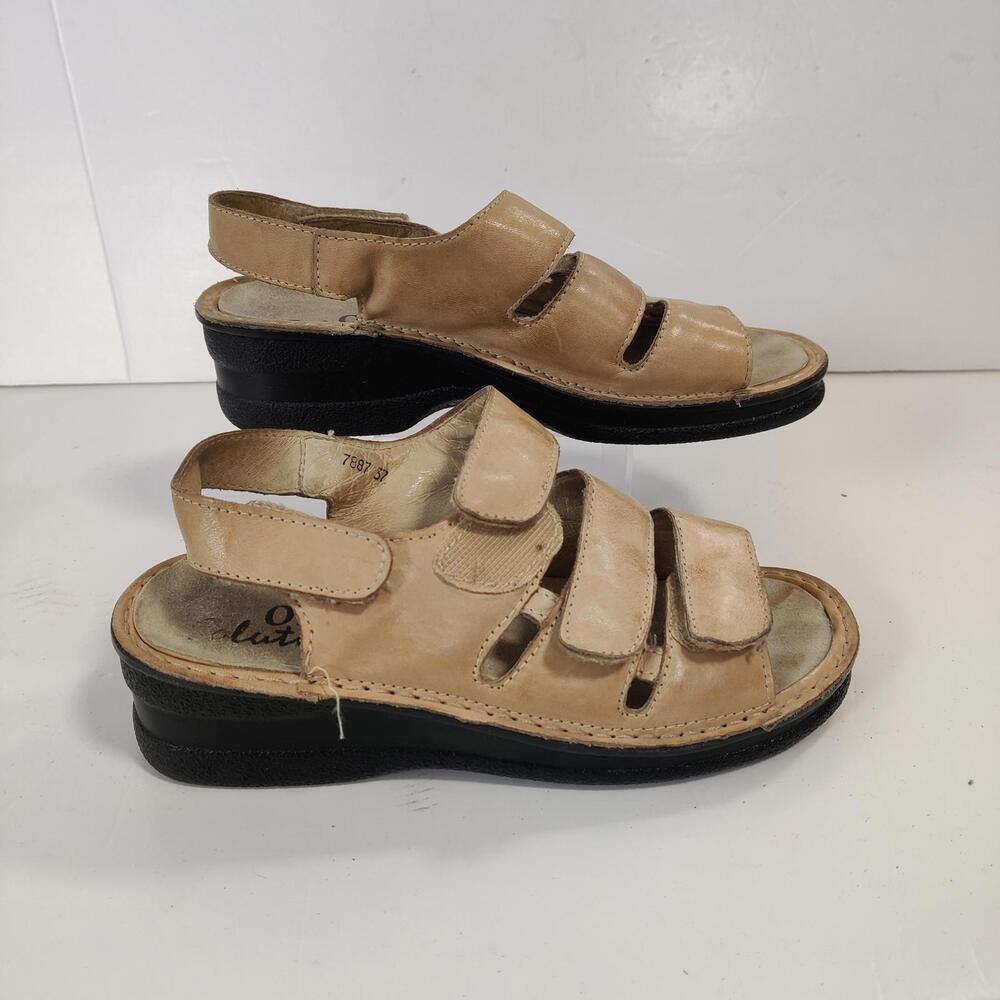 Ortho Solutions Women’s Comfort Sandals Beige EU 37 US 6.5 Velcro Leather